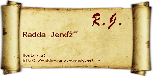 Radda Jenő névjegykártya